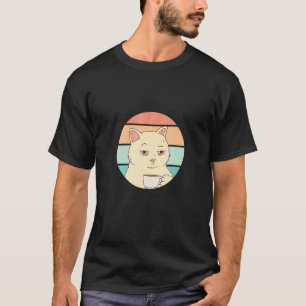 T-shirt Chat Ennuyé Avec Graphique Rétro Café Ensoleillé