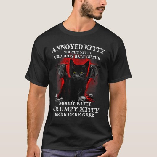 T-shirt Chat ennuyé Kitty touchy Chat boule grincheuse (Devant)