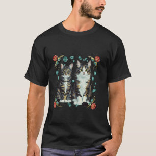 T-shirt Chat époustouflant dans des fleurs sauvages esthét