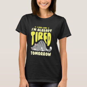 T-shirt Chat épuisé somnolent fatigué