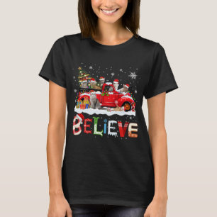 T-shirt Chat équitation Camion Rouge Arbre de Noël Croire