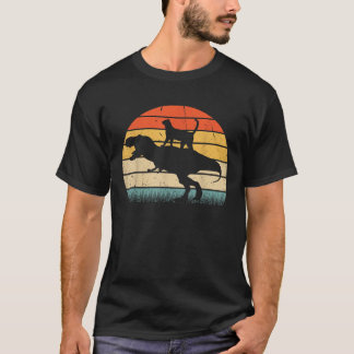 T-shirt Chat équitation Dinosaur Vintage Retro Funny Graph