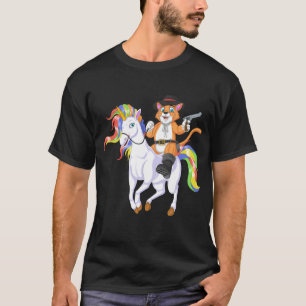 T-shirt chat équitation licorne