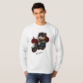 T-shirt Chat équitation moto roses rouges fleurs mon amour (Devant entier)
