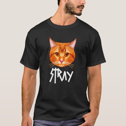 T-shirt Chat errant pixelisé (Devant)