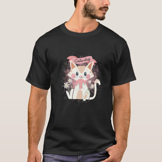 T-shirt chat espiègle Caturday (Devant)