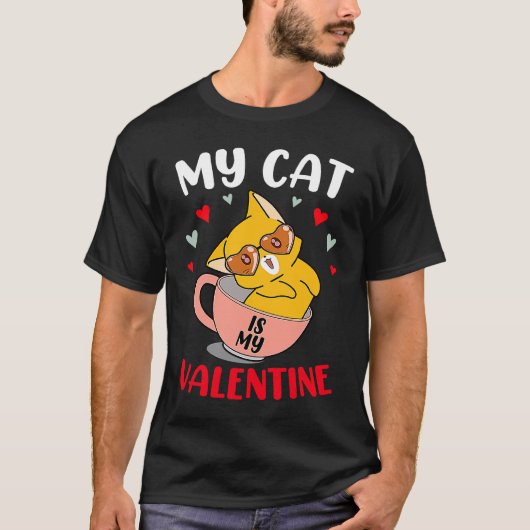 T-shirt Chat Est Ma Saint-Valentin Chat Saint-Valentin (Devant)
