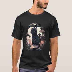 T-shirt Chat esthétique Cottagecore avec chapeau de morill