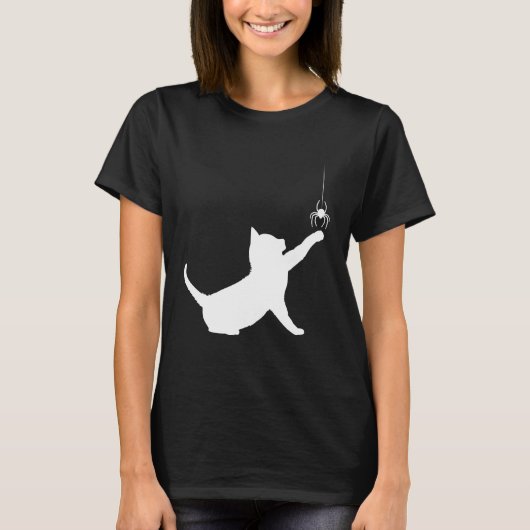 T-shirt Chat et araignée en silhouette (Devant)