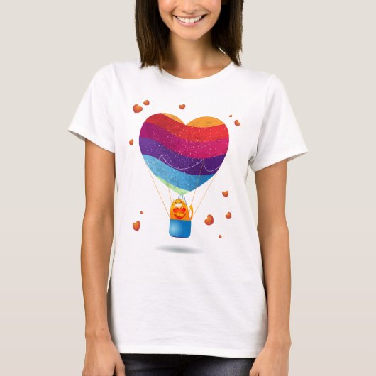 T-shirt Chat et ballon d'amour (Devant)