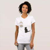 T-shirt Chat et cage à oiseaux (Devant entier)