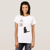 T-shirt Chat et cage à oiseaux (Devant entier)