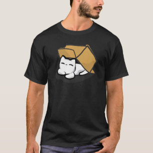 T-shirt Chat et carton Chat heureux dans une boîte animal 