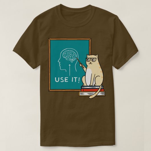 T-shirt Chat et cerveau (Design devant)