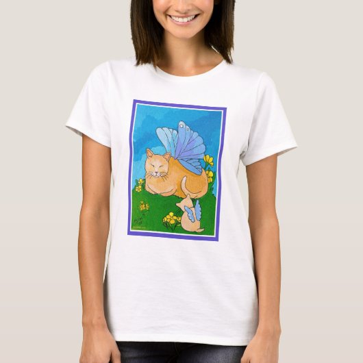 T-shirt Chat et chaton féeriques de papillon (Devant)