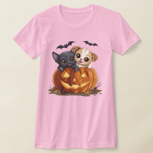 T-shirt Chat et Chien d'Halloween mignon (Poser)