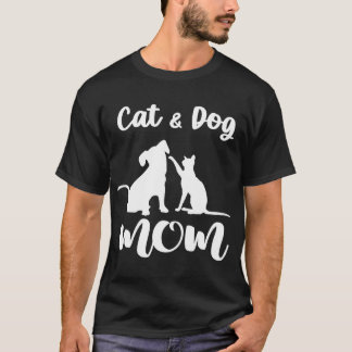 T-shirt Chat et Chien Maman Animaux Animaux Aime Chiot pou