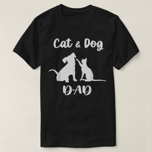 T-shirt Chat et chien Papa Animaux Animaux Adulte Chiot po (Design devant)