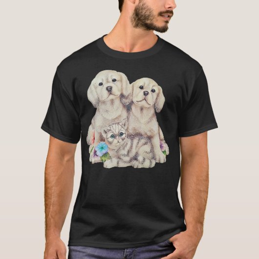 T-shirt Chat Et Chiens Marionnettes (Devant)