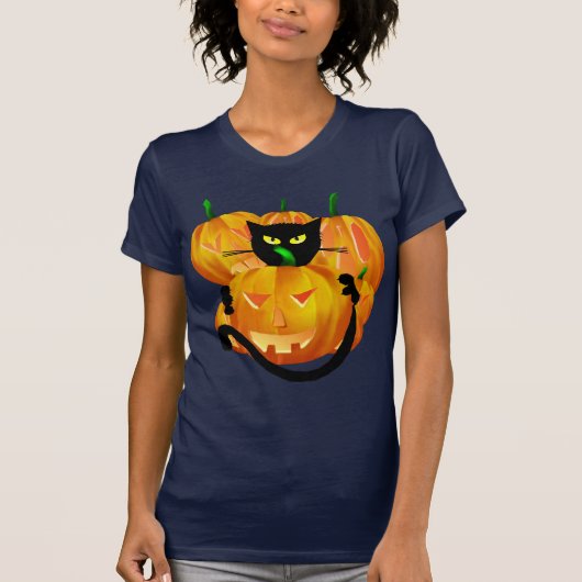 T-shirt Chat et citrouilles de *Black (Devant)