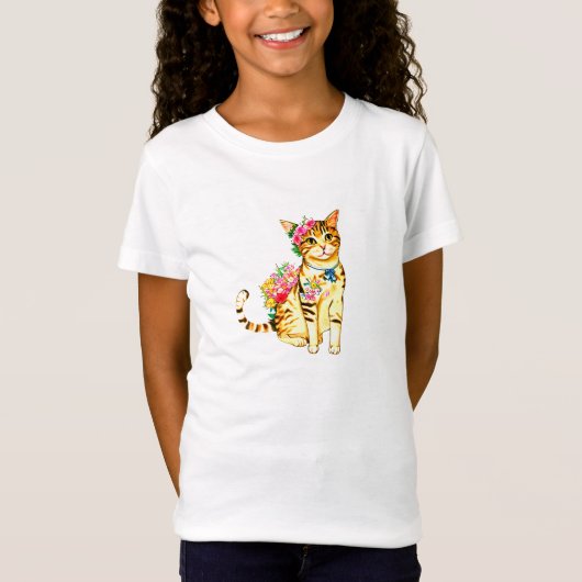 T-Shirt Chat et fleurs (Devant)