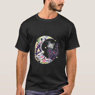 T-shirt Chat Et Lune Sugar Crâne Dia De Los Muertos Jour D