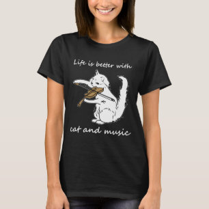 T-shirt Chat et musique, Cadeau pour les amateurs de chats