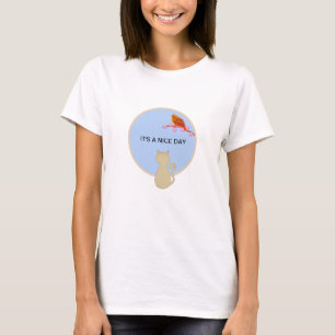 T-shirt Chat et oiseau rouge