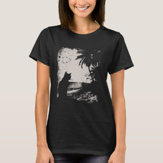 T-shirt Chat et plage tropicale