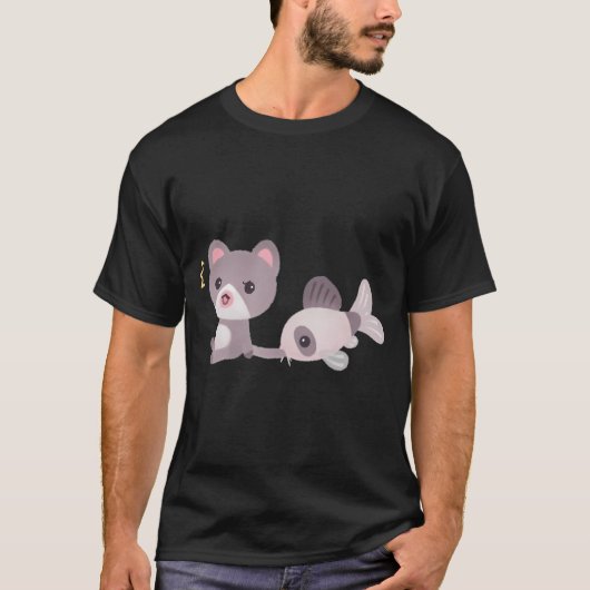 T-shirt Chat et poisson-chat (Devant)