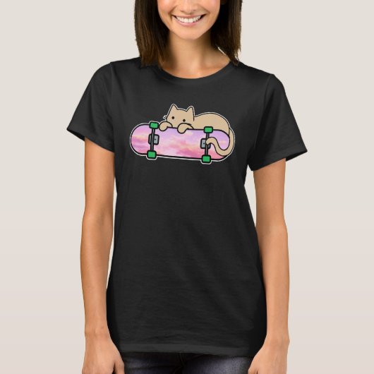 T-shirt Chat et skateboard skateboard chat timide faisant (Devant)