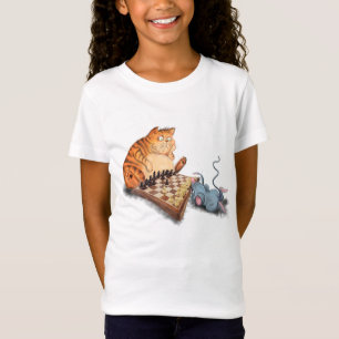 T-Shirt Chat et souris Jouer aux échecs Dessin Drôle T-s