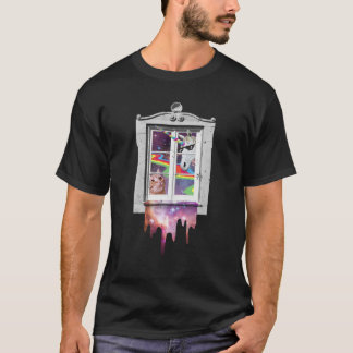 T-shirt Chat Et Unicorne Dans Le Mème Spatial