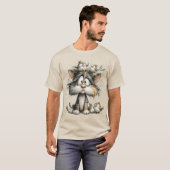 T-shirt Chat fantaisiste avec des oiseaux (Devant entier)