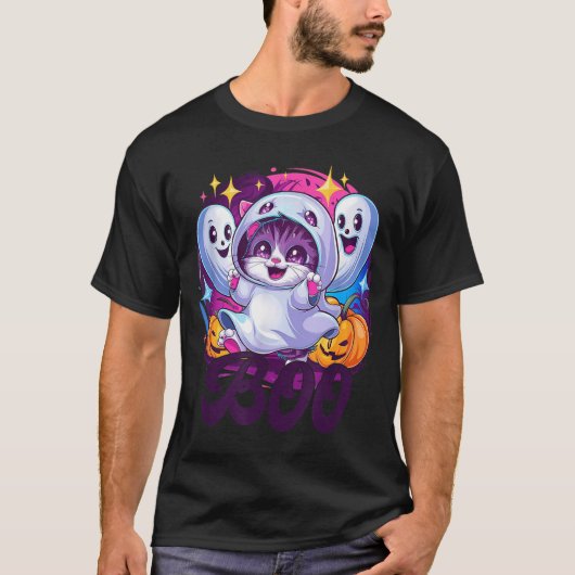 T-shirt chat fantôme boo (Devant)