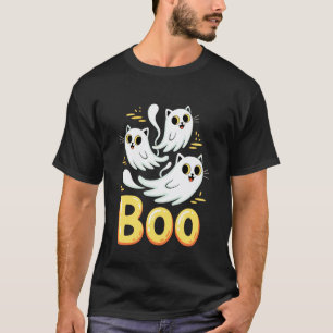 T-shirt Chat Fantôme Boo Mignon Kitty Chats Amoureux Hallo