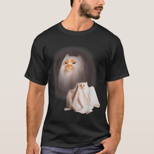 T-shirt Chat fantôme Chat fantôme drôle de chat mème Hallo (Devant)