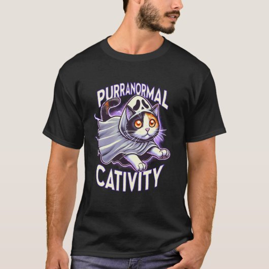 T-shirt Chat fantôme de paranormalité féline (Devant)