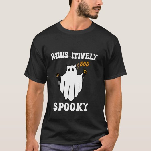T-shirt Chat fantôme d'Halloween absolument effrayant (Devant)