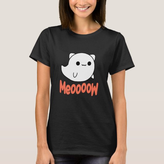 T-shirt Chat fantôme d'Halloween drôle (Devant)