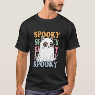 T-shirt Chat fantôme effrayant Costume drôle d'Halloween
