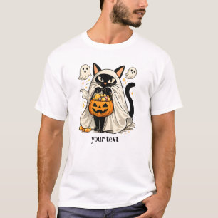 T-shirt Chat fantôme mignon Trick Or Treat Halloween