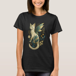 T-shirt Chat féerique fantastique avec ailes florales Féli