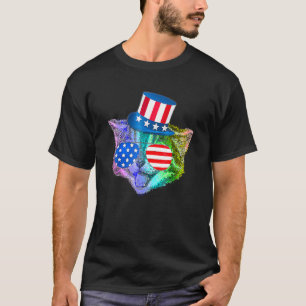 T-shirt Chat Félin Arc-en-Ciel 14 Juillet Drapeau Américai