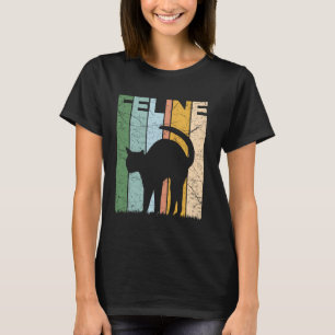 T-shirt Chat Félin Vintage Amateur de Chat Silhouette Rétr