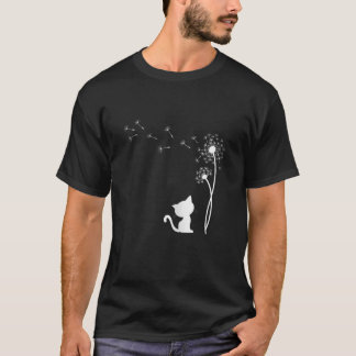 T-shirt Chat Femme Avec Dandelion Retro Chat Motif