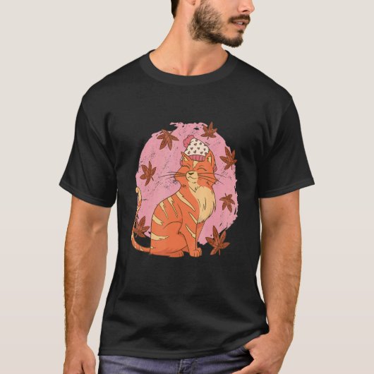 T-shirt Chat feuilles d'automne (Devant)
