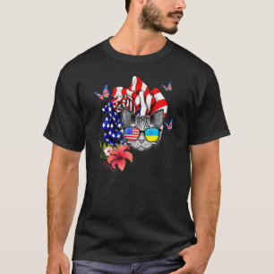 T-shirt Chat Fier Et Rose Drapeau Américain 4 Juillet 6