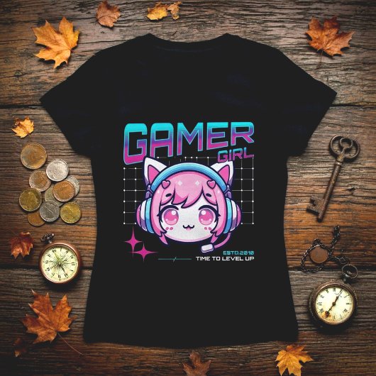 T-Shirt Chat Fille Gamer