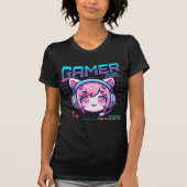T-Shirt Chat Fille Gamer (Devant)